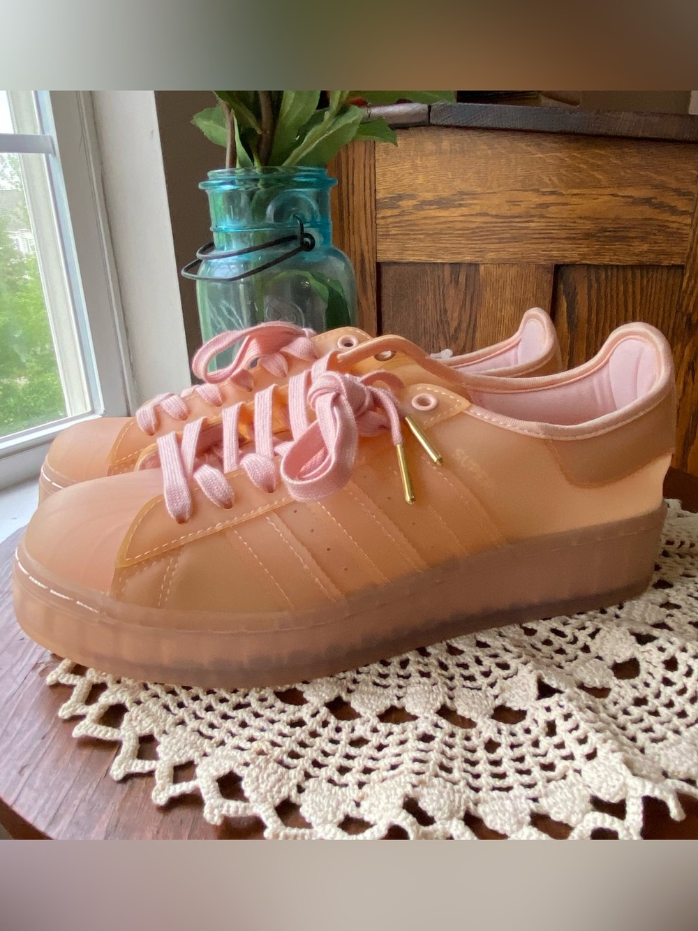 NWT! Adidas SUPERSTAR Gazelle Shell-Toe Campus Jelly Peach Platform Shoes NEW!!